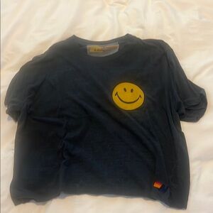 Aviator Nation Dark Blue Tee with Yellow Smiley
